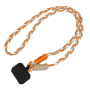 Nylon Phone Cover Necklace with Black Card - Orange White Brown