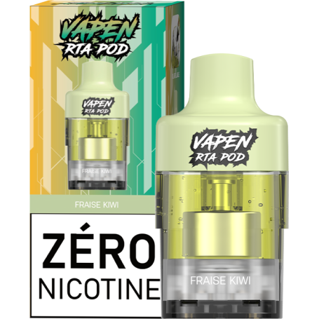 Huile Remplacant E-Liquide Pré-remplie 24ml - Vapen RTA Pod - 12000 puffs 0% Nicotine - Fraise Kiwi