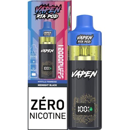 Type-C Rechargeable E-Liquid Vape - Vapen RTA Pod - 12000 puffs 0% Nicotine - Blueberry Raspberry