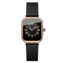 Women's Casual Waterproof Quartz Watch with Silicone Strap 2392-FH Rose Gold Hands and Black Strap