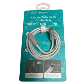 Cable Type C / Type C Nylon Braided Double Layer 3A 60W 1.5 M Devia - White