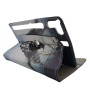 360°Rotatable Leather Flip Case Stand for 9" Tablet - Grey Wind Bell