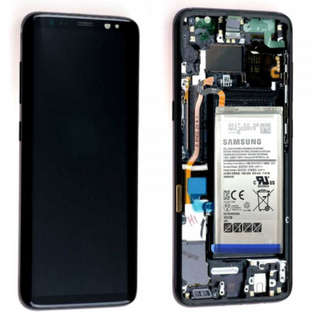 Ecran Samsung Galaxy S8 (G950F) Noir + Châssis + Batterie (Original Démonté) - Grade A