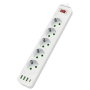 INCOALUXE Power Strip 5 EU Sockets with 3 USB 1 Type-C White - 2M