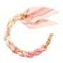 Pink Silk Scarf Phone Case Necklace, Gold Clasp - 32 CM