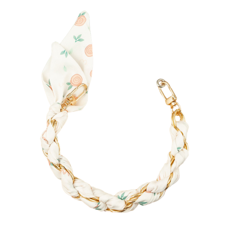 White Silk Scarf Phone Case Necklace, Gold Clasp - 32 CM