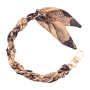 Brown Silk Scarf Phone Case Necklace, Gold Clasp - 32 CM