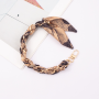 Brown Silk Scarf Phone Case Necklace, Gold Clasp - 32 CM