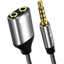 Audio Adapter Jack 3.5mm Male / 2 Jack 3.5mm Female (Headphone + Microphone) Braided Nylon LinQ AV3534