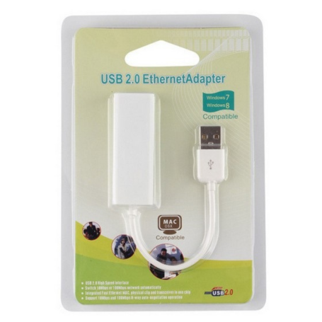 USB 3.0 wired network card adapter to RJ45, Gigabit Lan Ethernet, 10/100/1000Mbps, for laptop PC - White