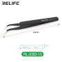 Antistatic Straight Tweezers - Black - RELIFE RL-ESD-11