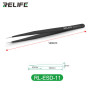 Antistatic Straight Tweezers - Black - RELIFE RL-ESD-11