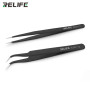 Antistatic Straight Tweezers - Black - RELIFE RL-ESD-11