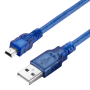 Cable USB 2.0 Male to Mini USB Male 0.3m Blue Transparent