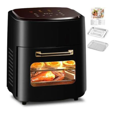 15L Electric Air Fryer with 3 Level Grill 1400W - Black