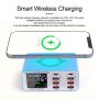 8-Port Charger with Digital Display + Wireless Charging - 110W - RELIFE RL-304S