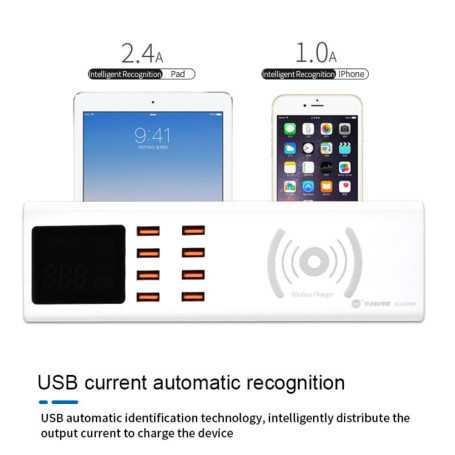 Chargeur induction avec USB 8 Ports affichage LED Sunshine SS-309WD