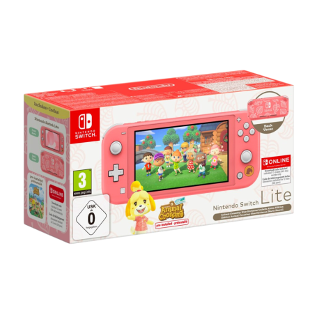 Switch Lite Nintendo Coral Console + Animal Crossing + NSO 12 Month Subscription