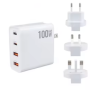 2 Port USB + 2 Type-C + 3 Connectors(EU-US-CN) 100W White Power Adapter - C213 (WUW)