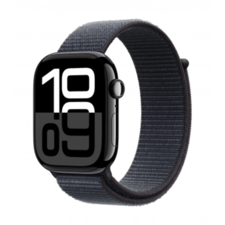 Apple Watch Series 10 Cellular 42mm Jet Black Aluminum Case with Ink Sport Loop MWX83 - New