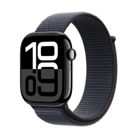Montre Connectée Apple Watch S10 GPS aluminium noir de jais 46 mm, Boucle Sport encre violette MWWR3 - Neuf