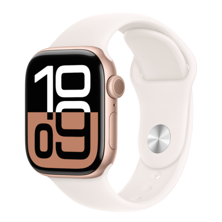 Apple Watch Series 10 Cellular 42mmRose Gold Aluminum Case with Light Blush Sport Band - S/M MWX93 - New