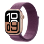 Apple Watch Series 10 Cellular 46mm Rose Gold Aluminum Case with Plum Sport Loop MWY83 - New