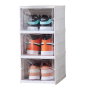 Plastic Shoe Storage Box - Three Layers - White - Foldable