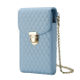 Cell Phone Bag with Belt and Gold Clasps - Blue