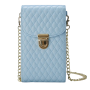 Cell Phone Bag with Belt and Gold Clasps - Blue