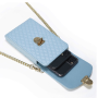 Cell Phone Bag with Belt and Gold Clasps - Blue