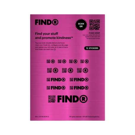 Autocollants QR code - FindR Sticker - Alliage brossé - Feuille de 12 autocollants interactifs Rose