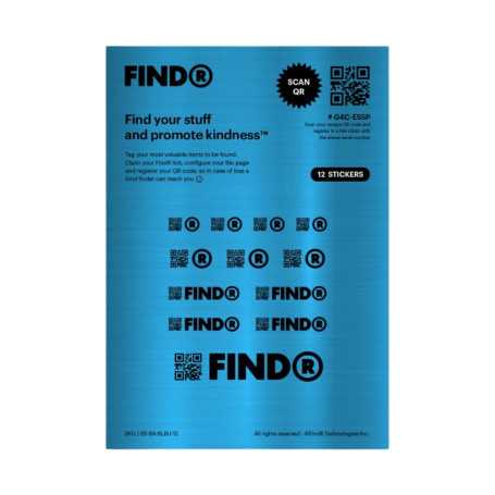 Autocollants QR code - FindR Sticker - Alliage brossé - Feuille de 12 autocollants interactifs Bleu