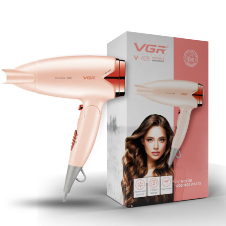 Foldable Hair Dryer VGR V428 Pink 1200/1600W DC Motor Dual Voltage 2 Speed Settings