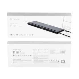 Hub 11 en 1 Devia Léopard Series - Multiport Type C à Recharge Rapide avec Support - Gris Métallique pour une Productivité Optim