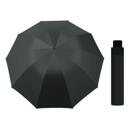 Parapluie Compact Grande Taille, Renforcé, Anti-UV - Noir