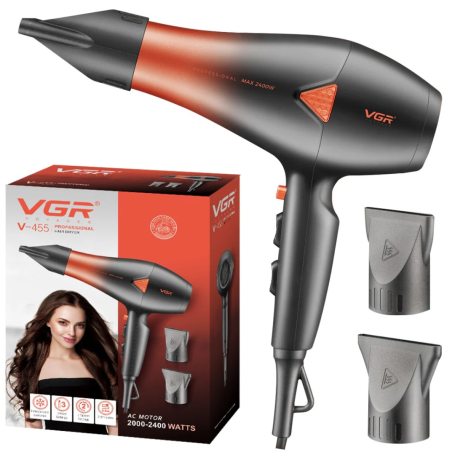 Foldable Hair Dryer 2000-2400W AC Motor Dual Voltage 2 Speeds VGR V455 Red