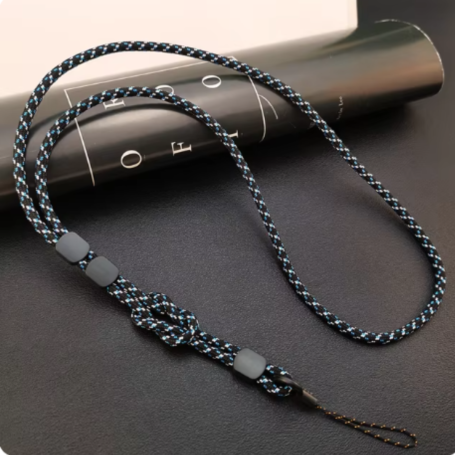 Nylon Mobile Phone Wrist Strap - Blue White Black - 57cm