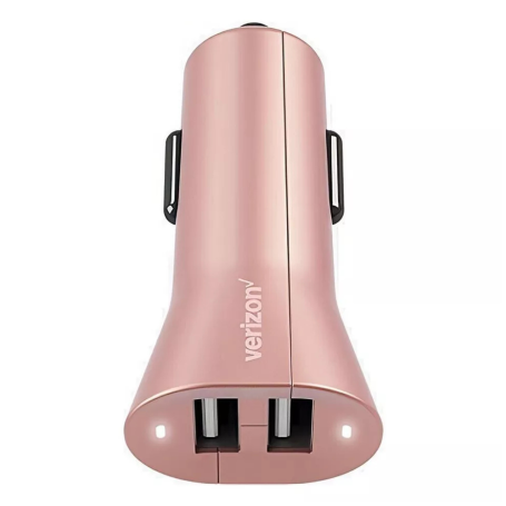 Chargeur Allume-Cigare 2 Ports USB Verizon 24W 4.8A Rose Doré