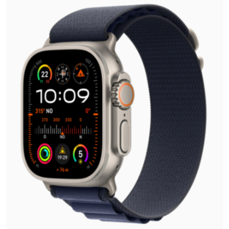 Apple Watch Ultra 2 Connected Watch GPS + Cellular 49mm Natural Titanium Alpine Loop Blue Small MREK3LW/A - New