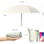 Parapluie Mini Compact Anti-UV avec Housse de Rangement - Beige