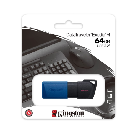 Clé USB Kingston DataTraveler Exodia M USB-A 3.2 DTXM/64GB - Noir + Bleu (Origine)