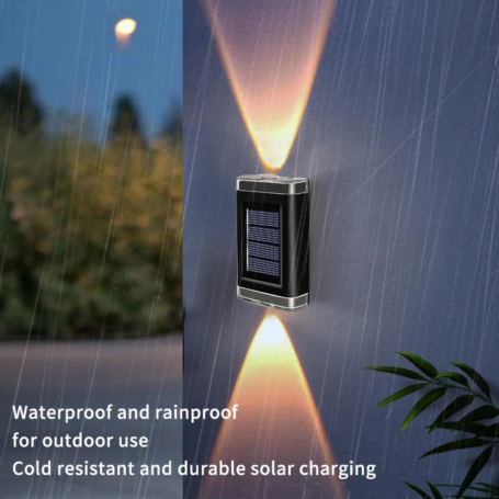 Decorative Solar Wall Lamp - Up-Down Lighting - 2 LEDs - Warm Light - Screw Included - 1.2V