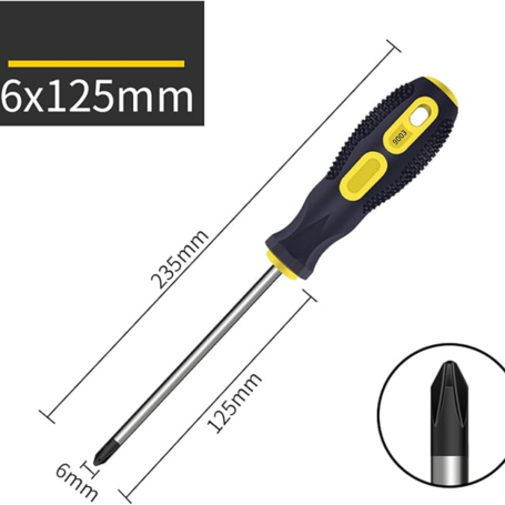 Rubber Cross Insulated Screwdriver 6*125mm 5"