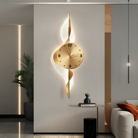 LED Wall Clock - Type A - 30x80 cm - Gold