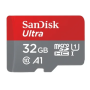 Carte Mémoire Micro SD SanDisk Ultra 32 Go Classe A1 jusqu'à 98 Mo/s + Adaptateur SD