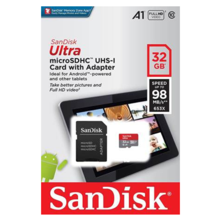 SanDisk Ultra 32 GB Class A1 Micro SD memory card up to 98 MB/s + SD adapter