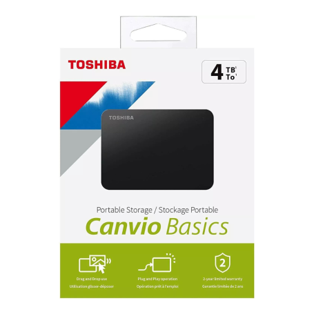 Disque Dur Externe USB 3.0 Toshiba Canvio Basics HDTB540EK3CA - 4 To