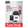 Carte Mémoire Micro SD SanDisk Ultra 64 Go UHS-I Classe 10 jusqu'à 140 Mo/s + Adaptateur SD