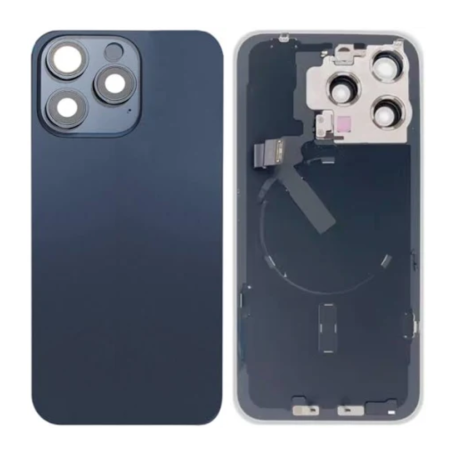 Chassis Arrière iPhone 15 Pro Max sans Vitre Arrière avec Batterie Titane Bleu (Origine Demonté) Grade B